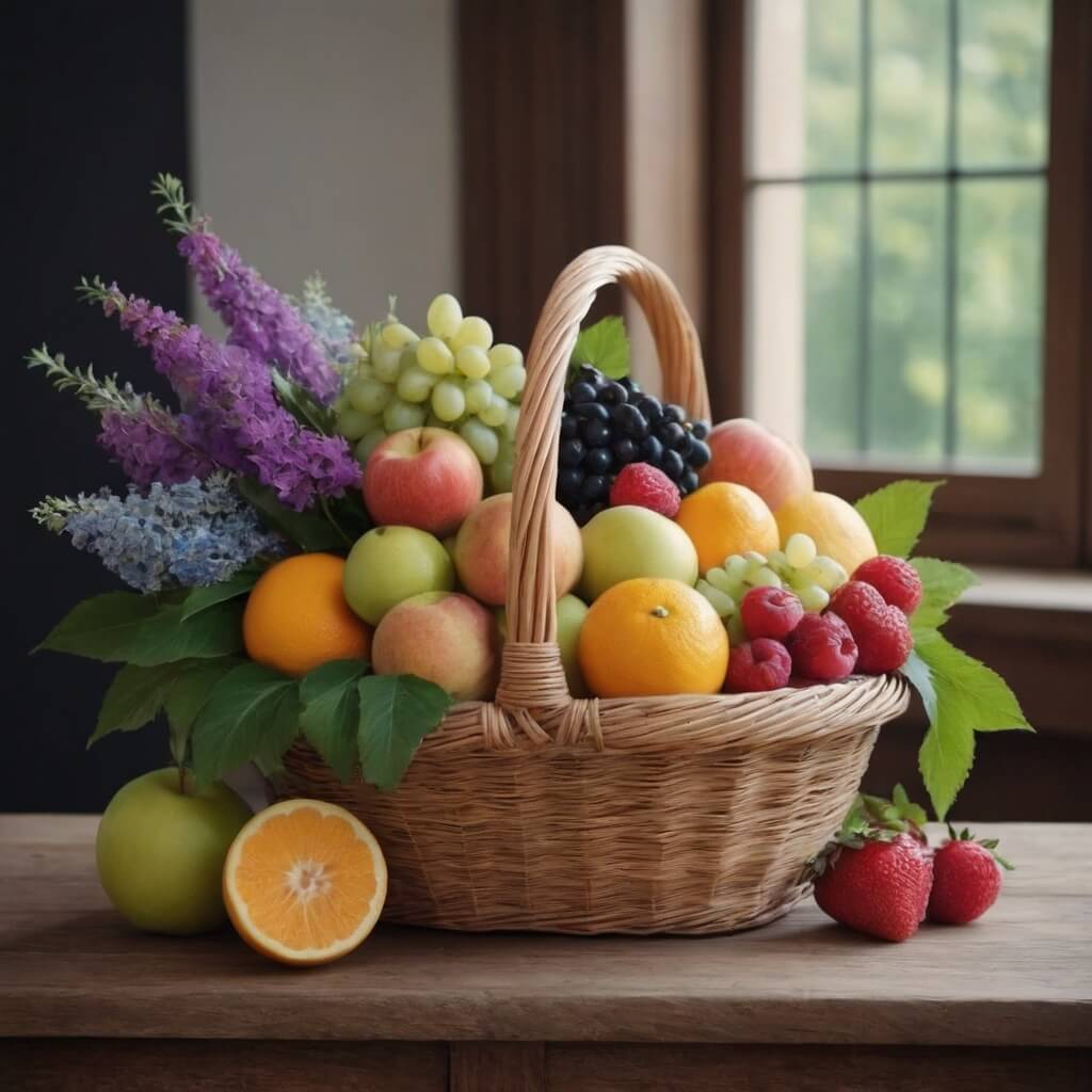 Bountiful Fruit and Flower Basket