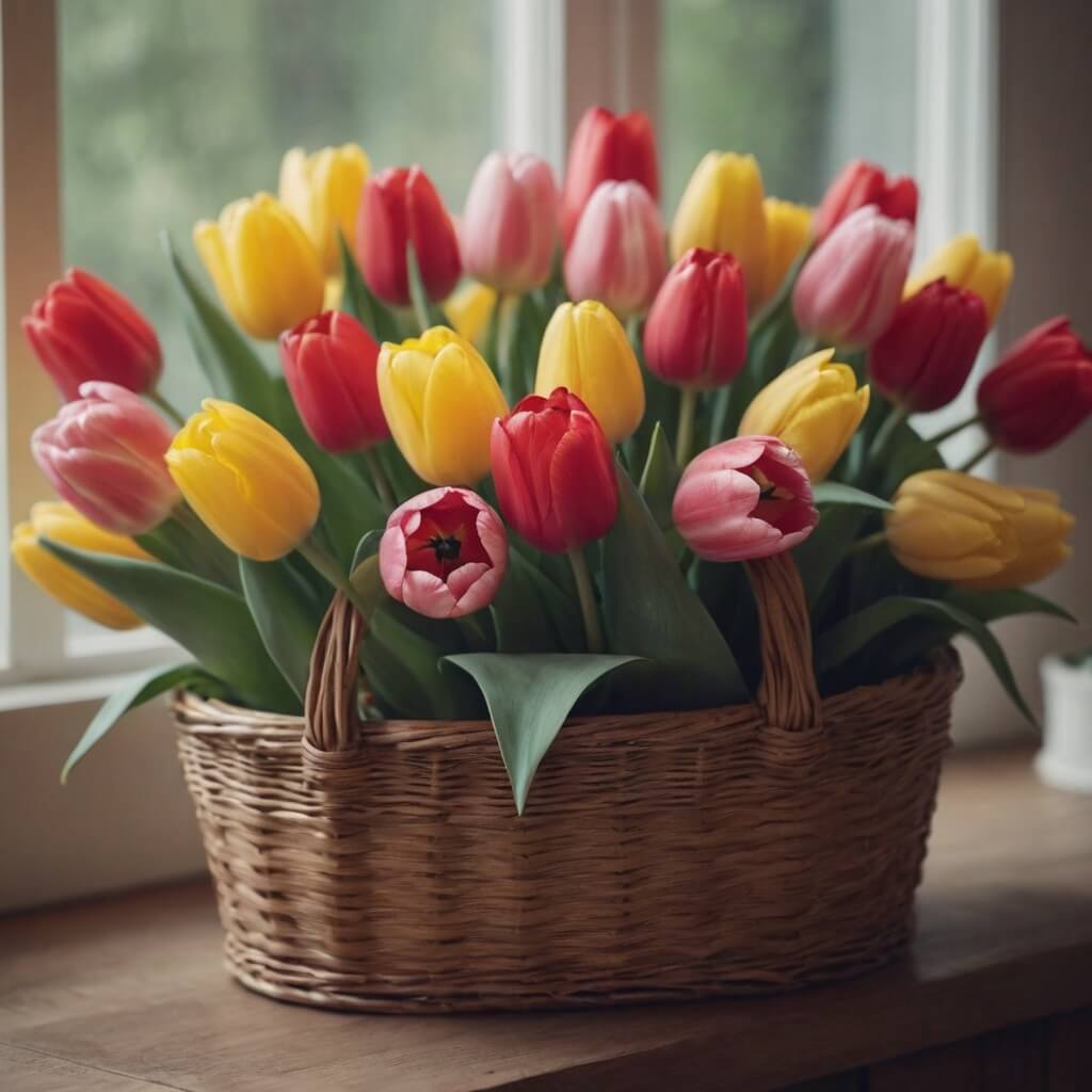 Charming Spring Tulip Basket